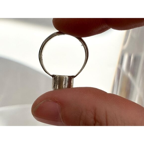 Moonstone Accented Modernist Minimalist 925 Sterling Silver Vintage Ring - sz 6 - Picture 7 of 11